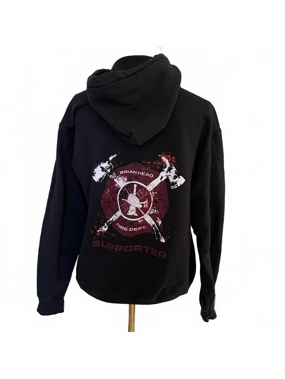 Brian Head Fire Dept Supporter Black Hoodie Sweatshirt Medium